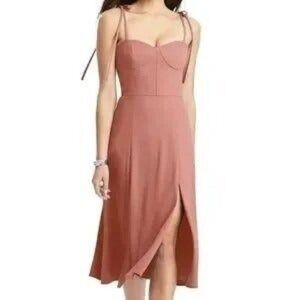 Dessy Collection Womens Bustier Crepe Midi Dress Desert Rose Size 8 NWT